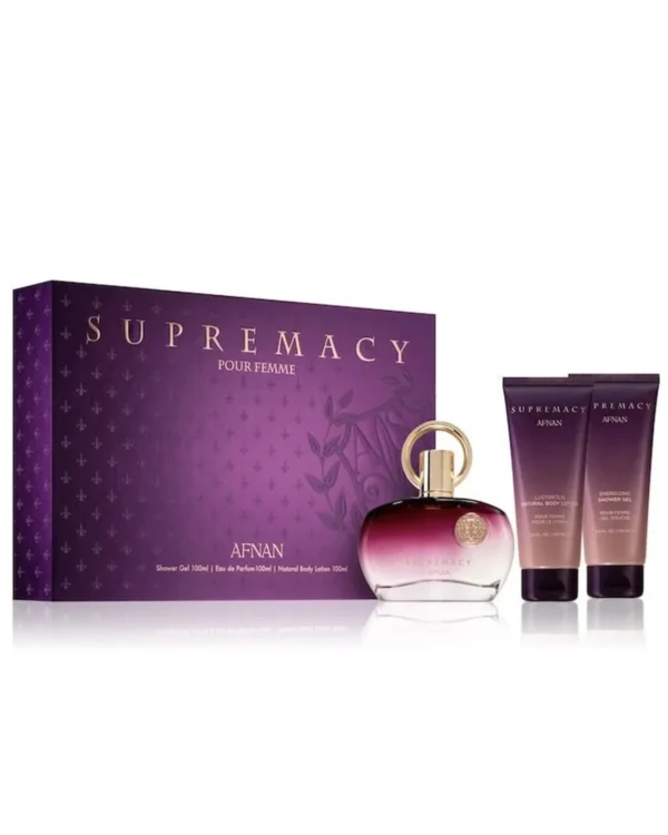 Afnan Supremacy Purple Perfume Gift Set – Eau De Perfume + Body Lotion + Shower Gel