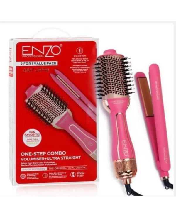 Enzo Pack 2en1 Brosse & Lisseur ionique en céramique professionnelle